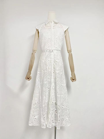 Summer Australian Holiday Wind Collar Sleeveless Belt To Collect Waist Water Lace Purple Dress Dress Dress